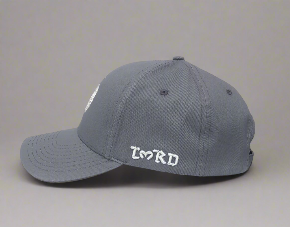 Gray cap with 'L3RD' logo on a white surface