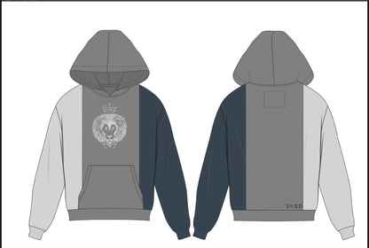 3-Tone Lion L3RD Logo Hoodie featuring bold color blocking and iconic lion logo, perfect for street style.