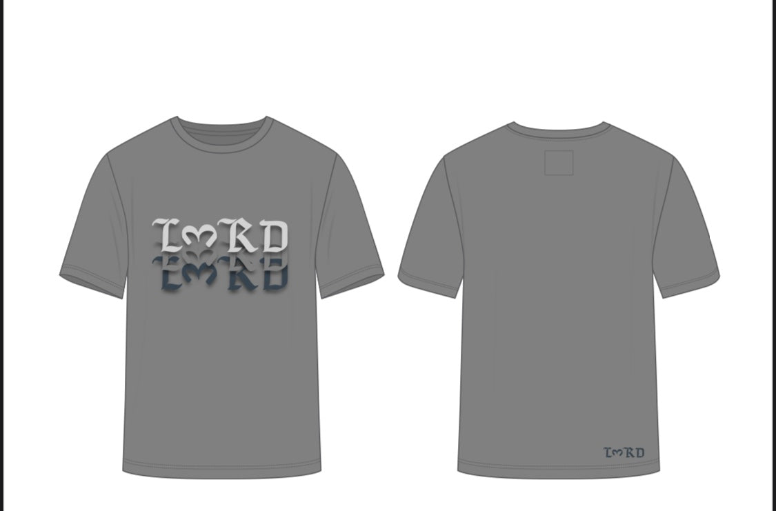 L3RD Logo Tee featuring shadow graphic design on a gray streetwear shirt, showcasing urban style and comfort.