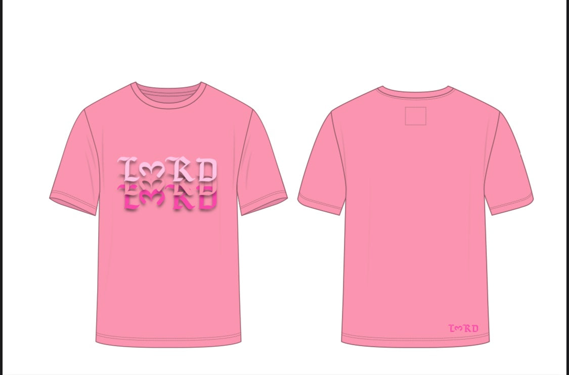 L3RD logo tee in pink with shadow graphic design, featuring clean lines and urban style for everyday comfort.